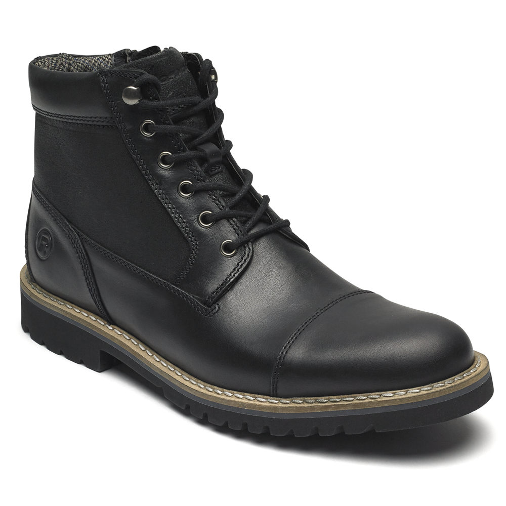 Rockport Singapore Mens Boots - Marshall Rugged Inside Zip Black - YU6301857